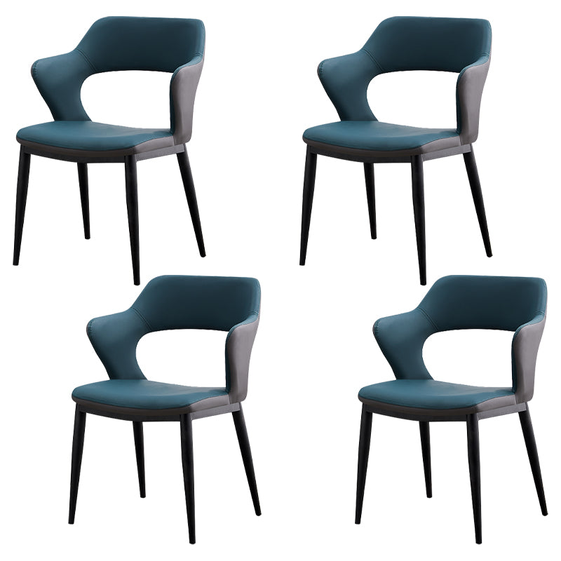 Minimalist Style Leather Dining Chairs Open Back Dining Side Chairs for Home