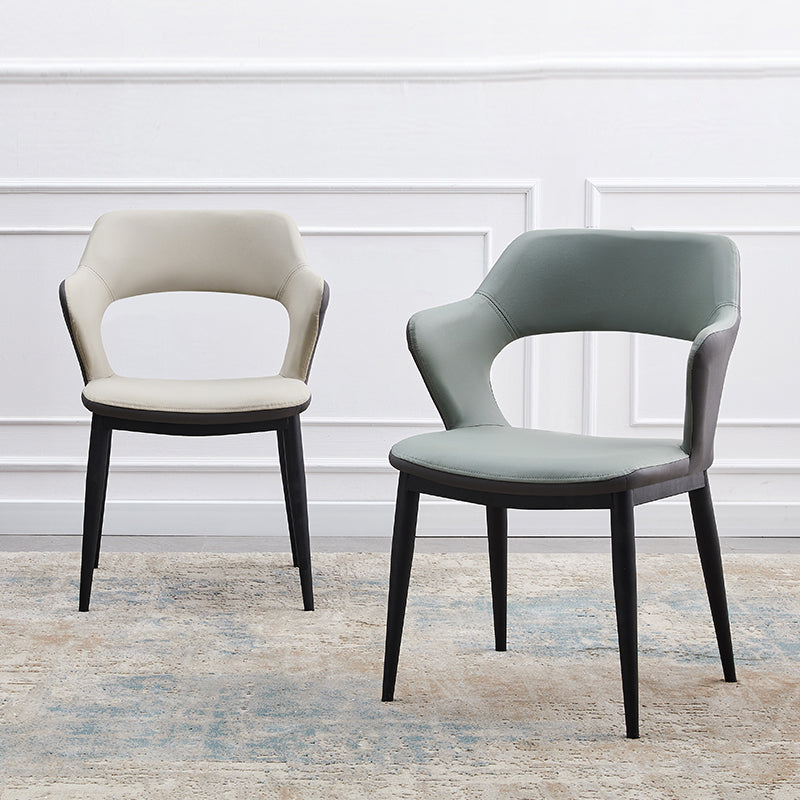 Minimalist Style Leather Dining Chairs Open Back Dining Side Chairs for Home