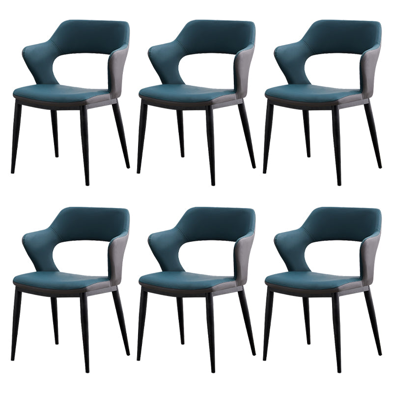 Minimalist Style Leather Dining Chairs Open Back Dining Side Chairs for Home