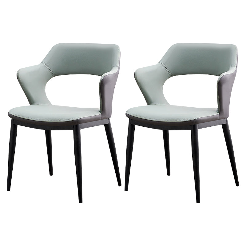 Minimalist Style Leather Dining Chairs Open Back Dining Side Chairs for Home