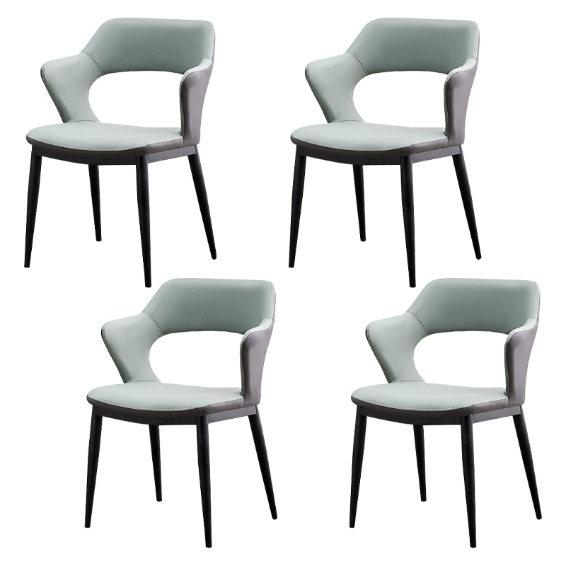Minimalist Style Leather Dining Chairs Open Back Dining Side Chairs for Home