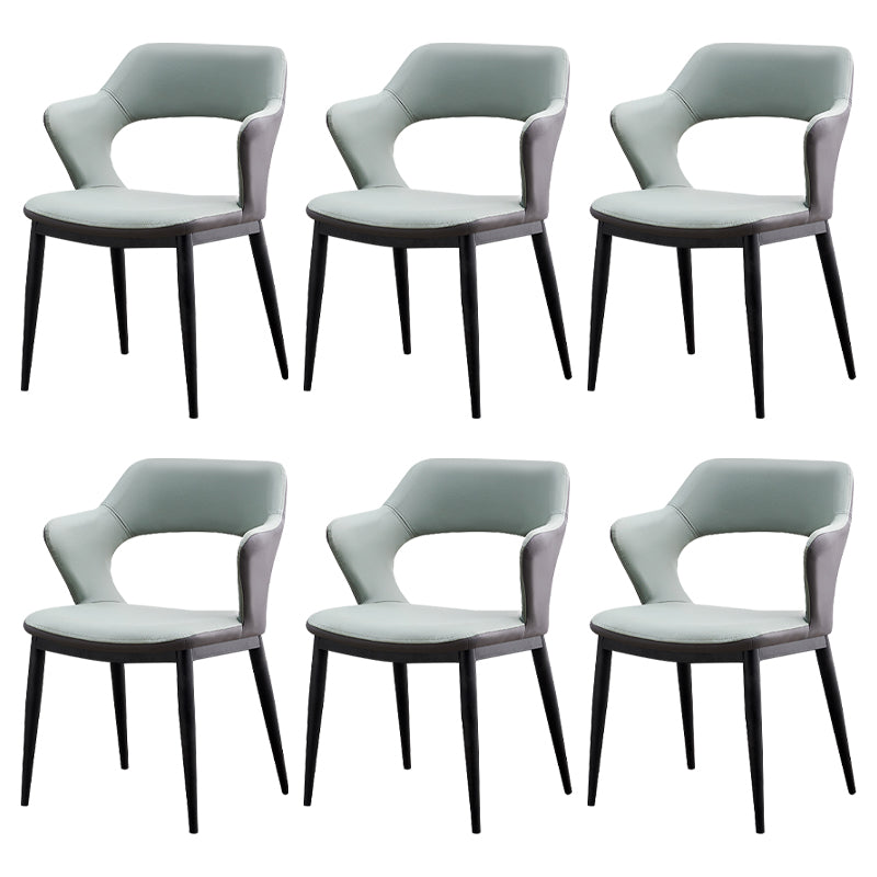 Minimalist Style Leather Dining Chairs Open Back Dining Side Chairs for Home