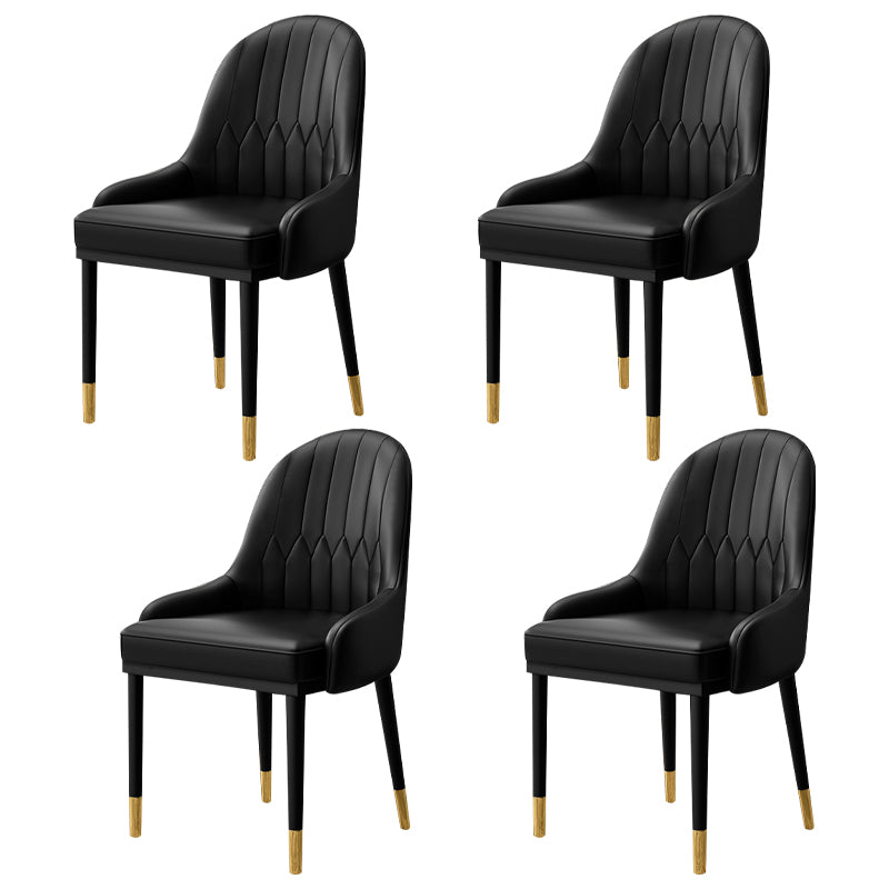 Sillón interior escandinavo Silla de comedor tapizada en metal con respaldo Parsons