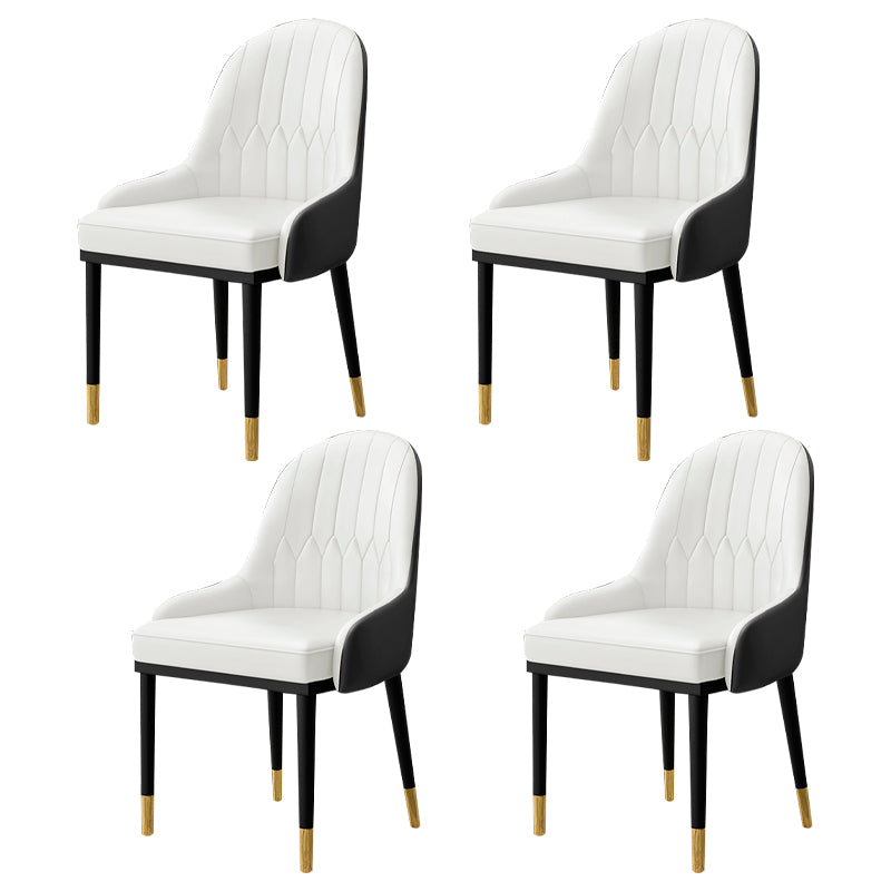 Sillón interior escandinavo Silla de comedor tapizada en metal con respaldo Parsons