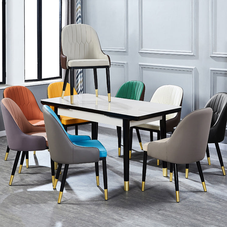 Sillón interior escandinavo Silla de comedor tapizada en metal con respaldo Parsons