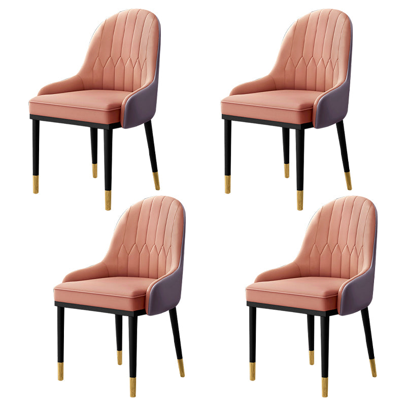 Sillón interior escandinavo Silla de comedor tapizada en metal con respaldo Parsons
