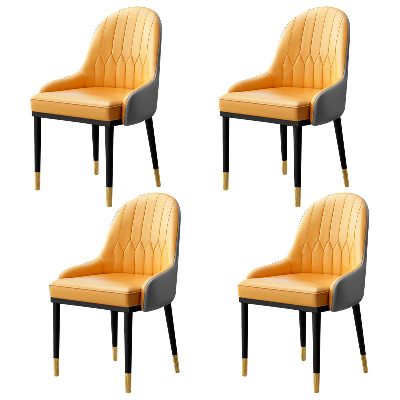 Sillón interior escandinavo Silla de comedor tapizada en metal con respaldo Parsons