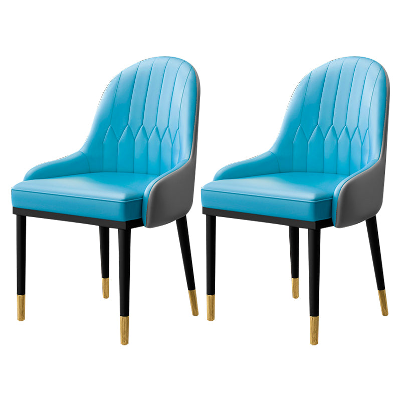 Sillón interior escandinavo Silla de comedor tapizada en metal con respaldo Parsons