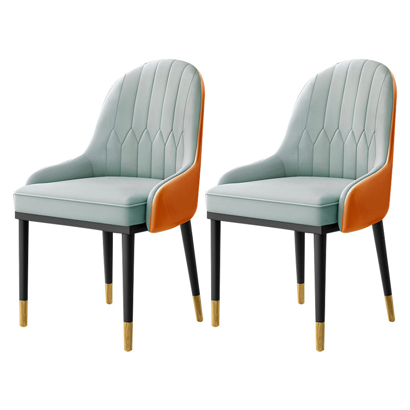 Sillón interior escandinavo Silla de comedor tapizada en metal con respaldo Parsons