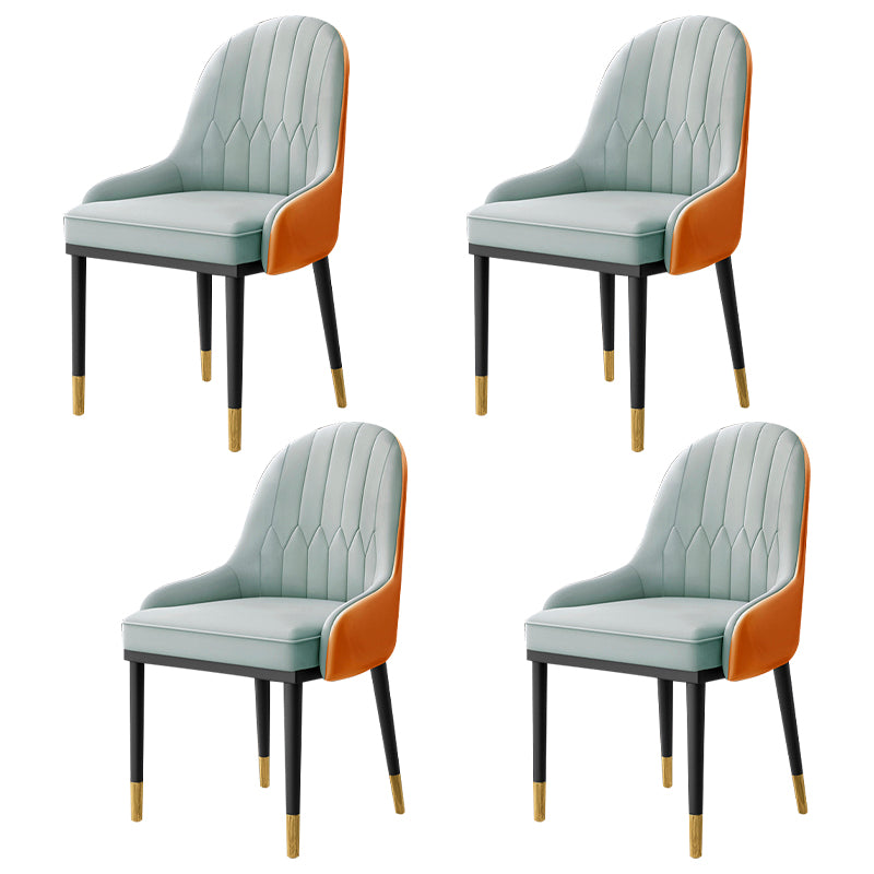 Sillón interior escandinavo Silla de comedor tapizada en metal con respaldo Parsons