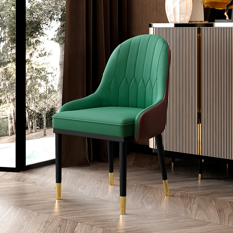 Sillón interior escandinavo Silla de comedor tapizada en metal con respaldo Parsons