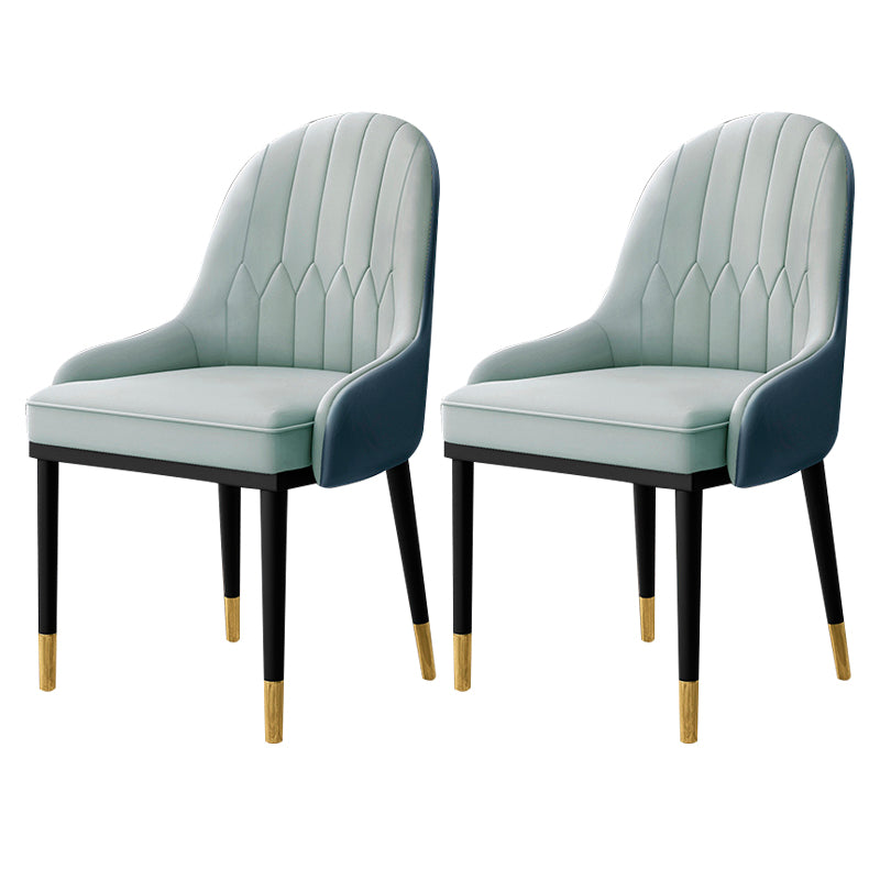 Sillón interior escandinavo Silla de comedor tapizada en metal con respaldo Parsons