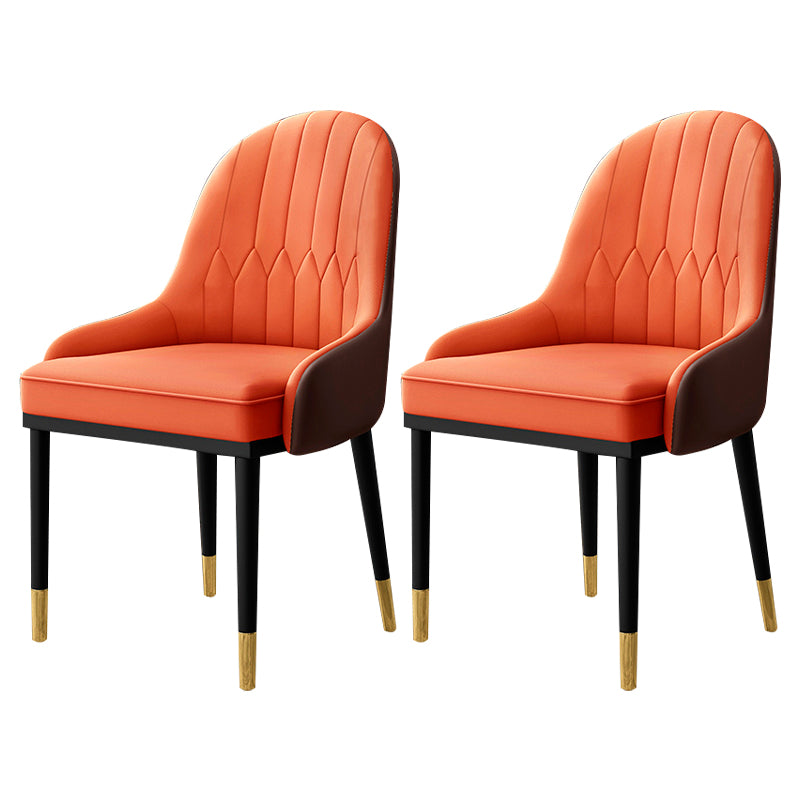 Sillón interior escandinavo Silla de comedor tapizada en metal con respaldo Parsons