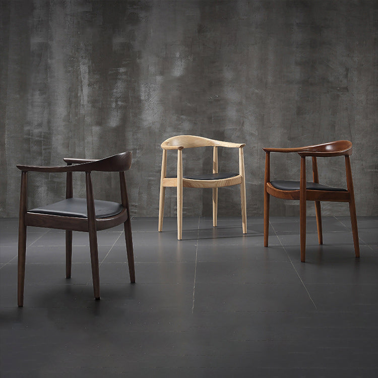 Silla lateral interior escandinava tapizada Silla de comedor de madera con respaldo abierto
