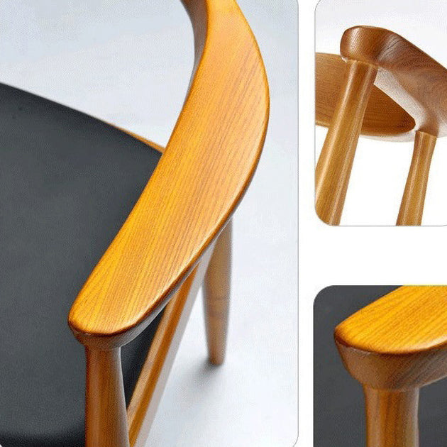 Silla lateral interior escandinava tapizada Silla de comedor de madera con respaldo abierto
