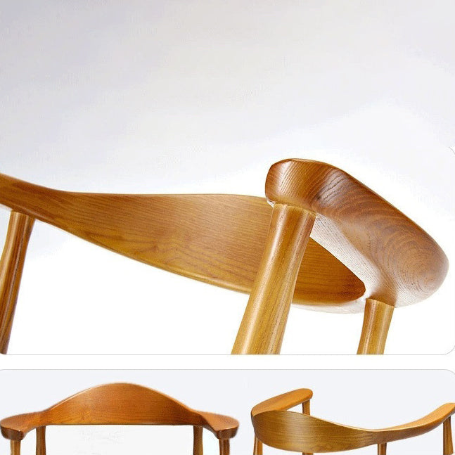 Silla lateral interior escandinava tapizada Silla de comedor de madera con respaldo abierto