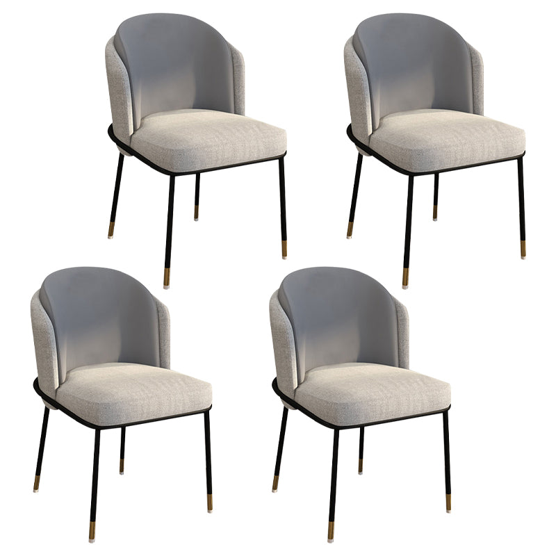Glam Metal Dining Armless stoelen gestoffeerde linnen stof eetkamerstoel voor restaurant