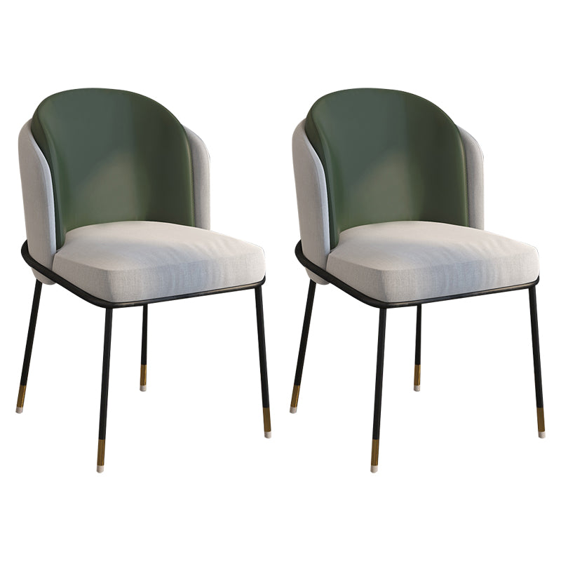 Glam Metal Dining Armless stoelen gestoffeerde linnen stof eetkamerstoel voor restaurant