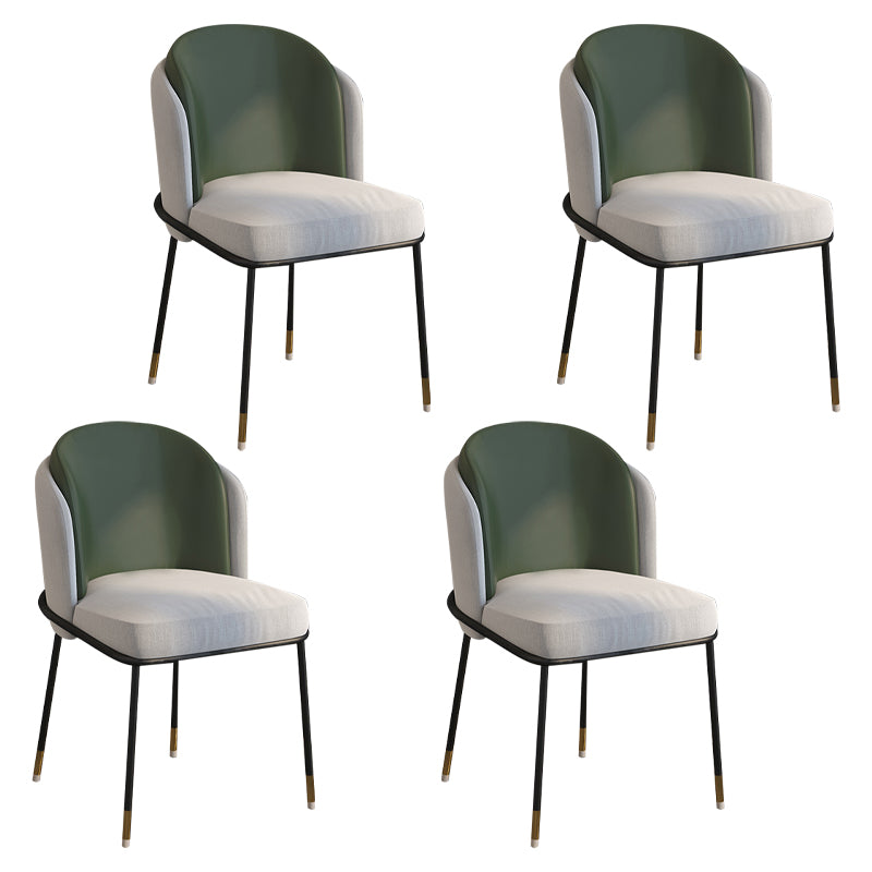 Glam Metal Dining Armless stoelen gestoffeerde linnen stof eetkamerstoel voor restaurant