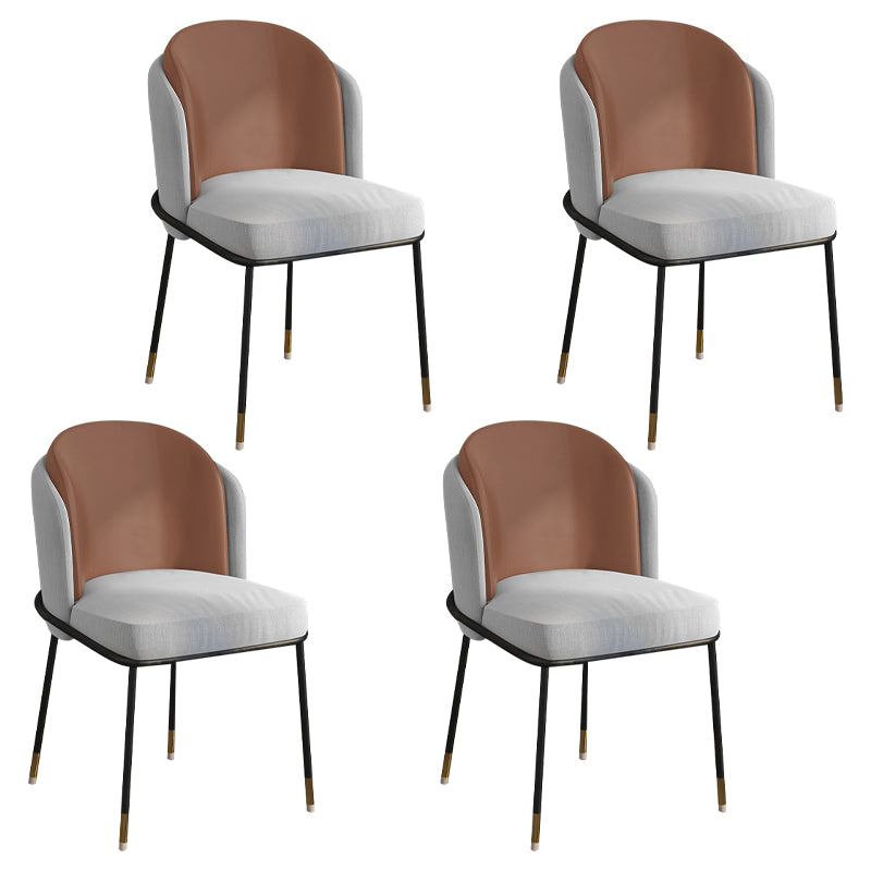 Glam Metal Dining Armless stoelen gestoffeerde linnen stof eetkamerstoel voor restaurant