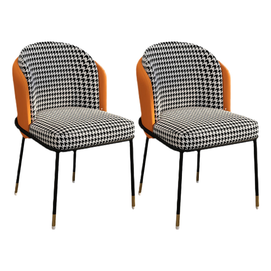 Glam Metal Dining Armless stoelen gestoffeerde linnen stof eetkamerstoel voor restaurant