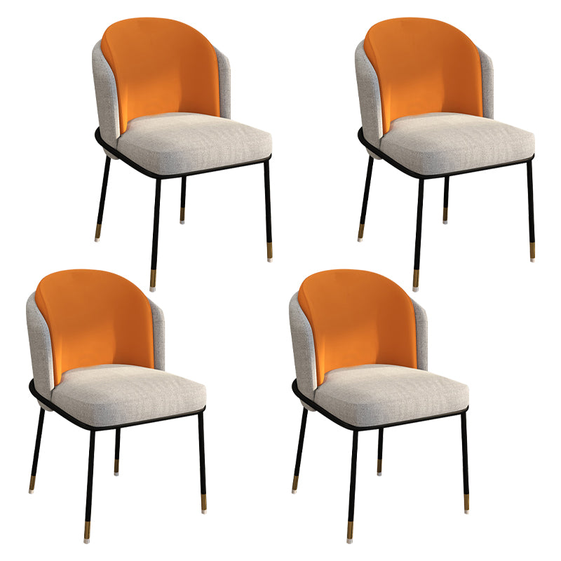 Glam Metal Dining Armless stoelen gestoffeerde linnen stof eetkamerstoel voor restaurant