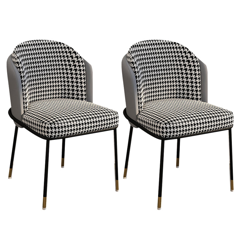Glam Metal Dining Armless stoelen gestoffeerde linnen stof eetkamerstoel voor restaurant