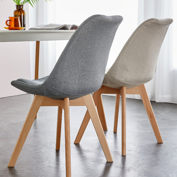 Scandinavian Home Side Chair Wood Upholstered Solid Back Dining Room Chair