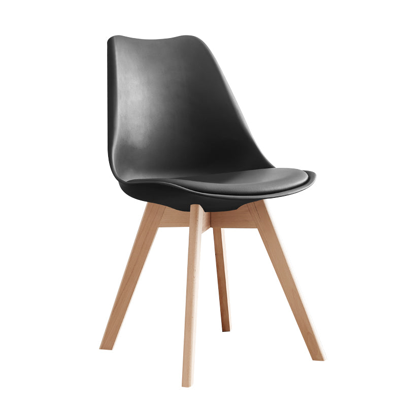 Scandinavian Home Side Chair Wood Upholstered Solid Back Dining Room Chair