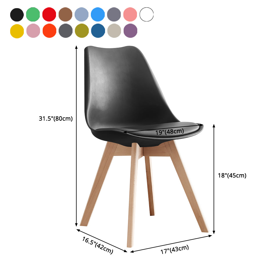 Scandinavian Home Side Chair Wood Upholstered Solid Back Dining Room Chair