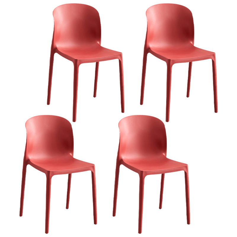 Chaise d'appoint de salle à manger empilable en plastique Chaises de salle à manger sans accoudoirs à dossier solide (Ensemble de 4)
