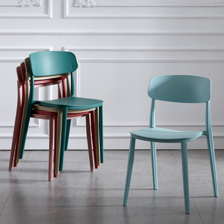 Stackable Armless Dining Chairs Plastic Open Back Dining Side Chair (Set of 4)