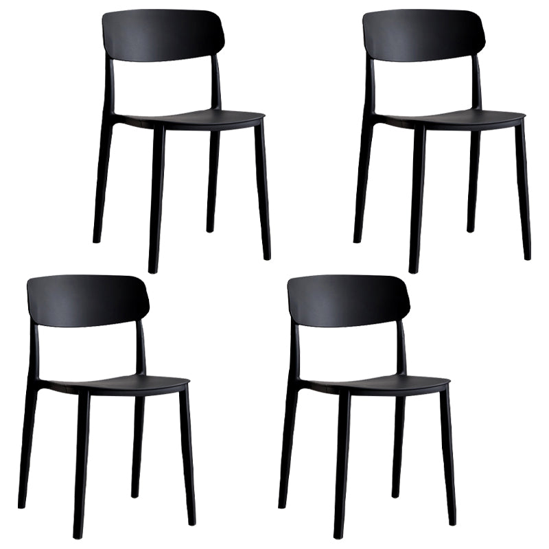 Stackable Armless Dining Chairs Plastic Open Back Dining Side Chair (Set of 4)