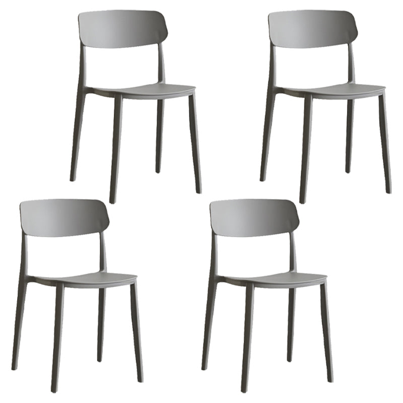 Stackable Armless Dining Chairs Plastic Open Back Dining Side Chair (Set of 4)