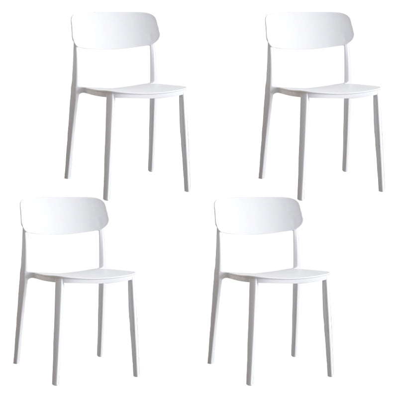 Stackable Armless Dining Chairs Plastic Open Back Dining Side Chair (Set of 4)