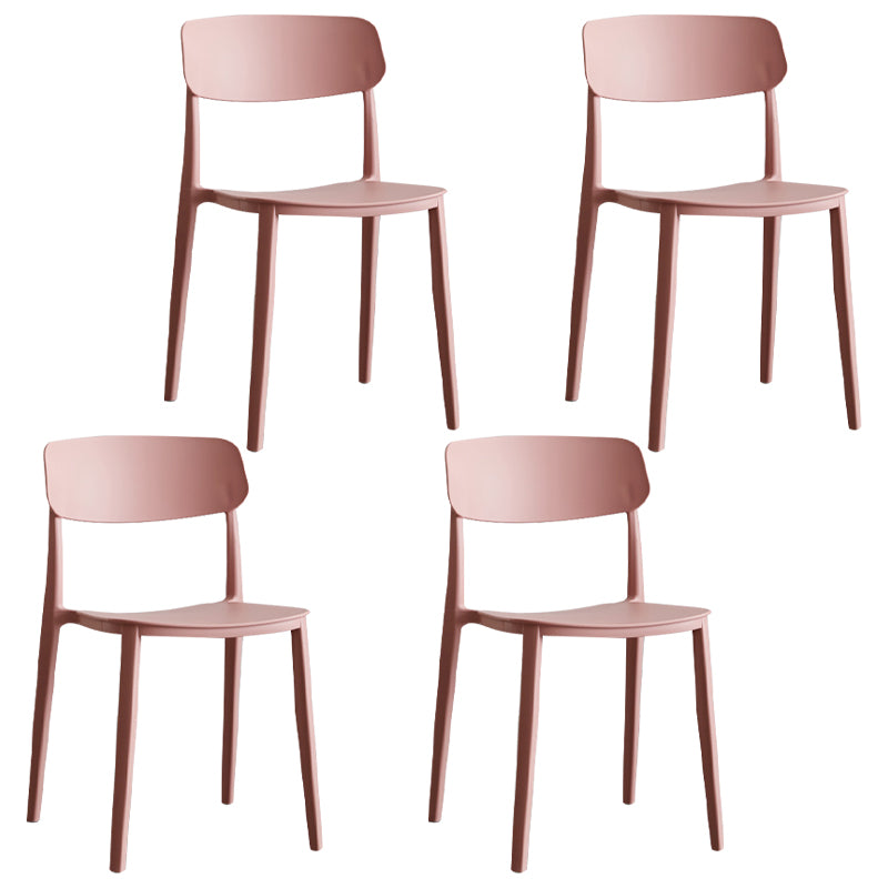 Stackable Armless Dining Chairs Plastic Open Back Dining Side Chair (Set of 4)