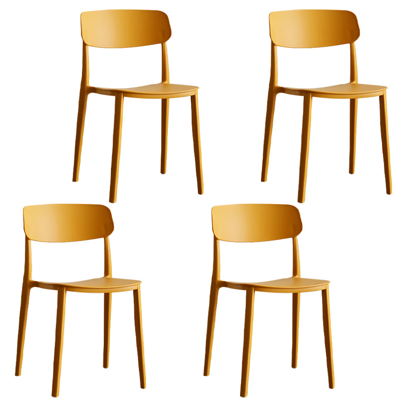 Stackable Armless Dining Chairs Plastic Open Back Dining Side Chair (Set of 4)