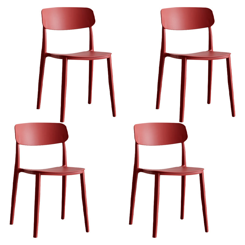 Stackable Armless Dining Chairs Plastic Open Back Dining Side Chair (Set of 4)