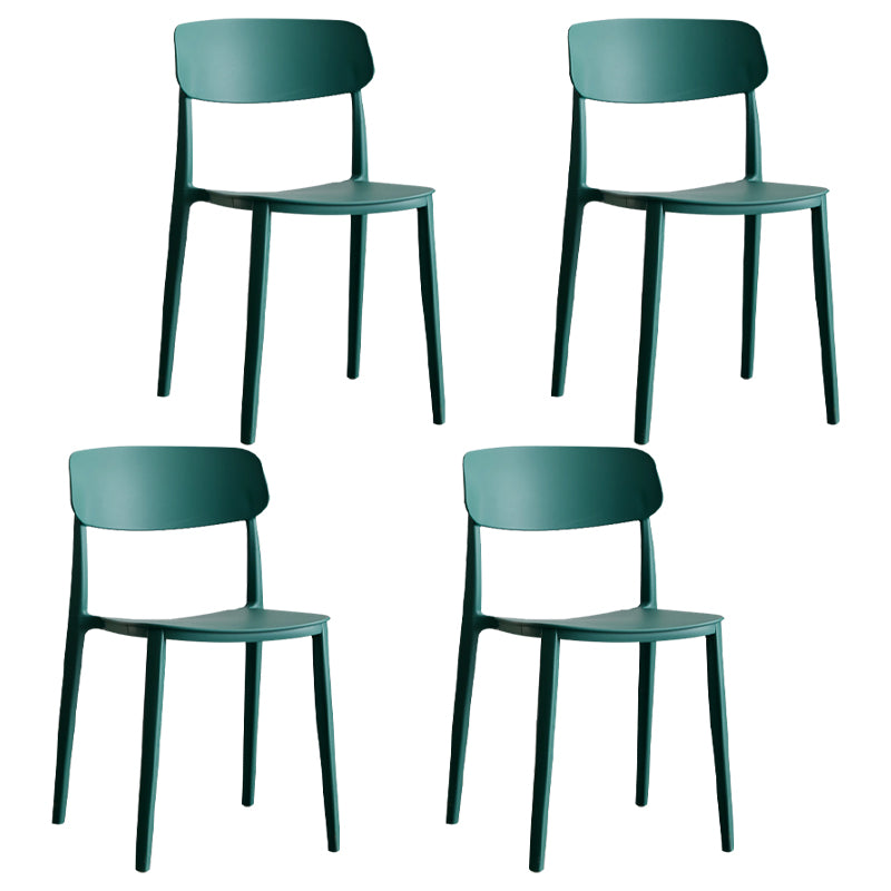 Stackable Armless Dining Chairs Plastic Open Back Dining Side Chair (Set of 4)