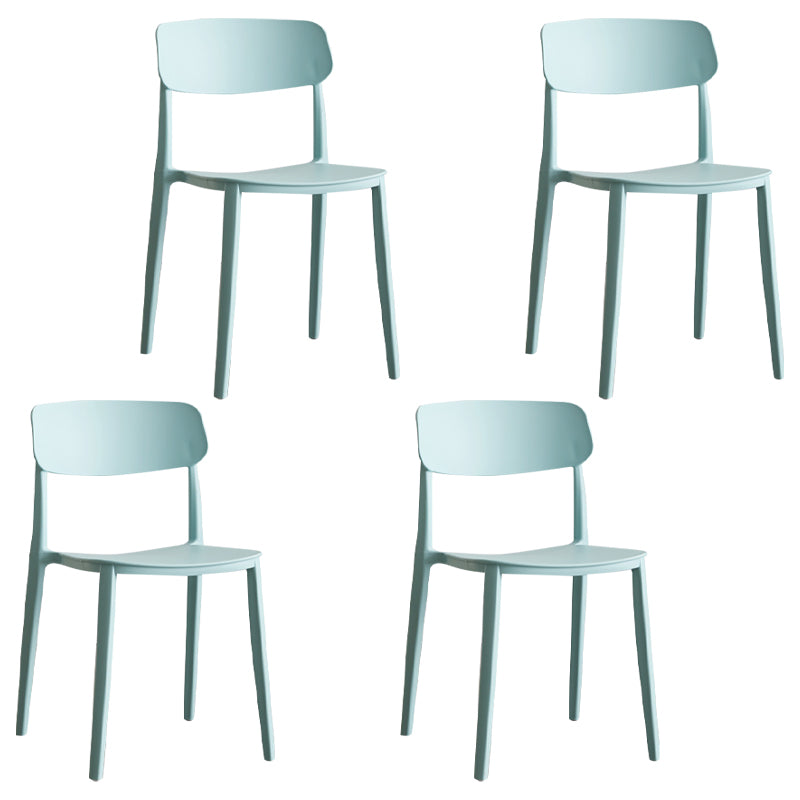Stackable Armless Dining Chairs Plastic Open Back Dining Side Chair (Set of 4)