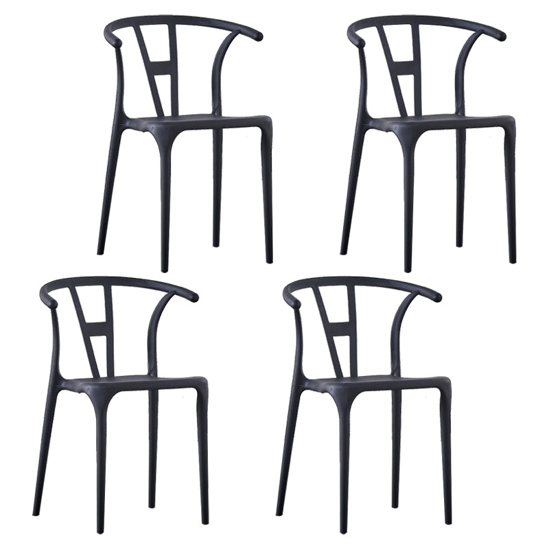Sillas de comedor escandinavas de plástico sin brazos, silla auxiliar de comedor apilable (juego de 4)