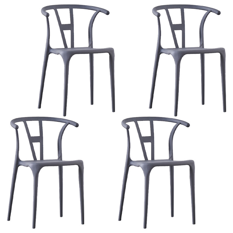 Sillas de comedor escandinavas de plástico sin brazos, silla auxiliar de comedor apilable (juego de 4)