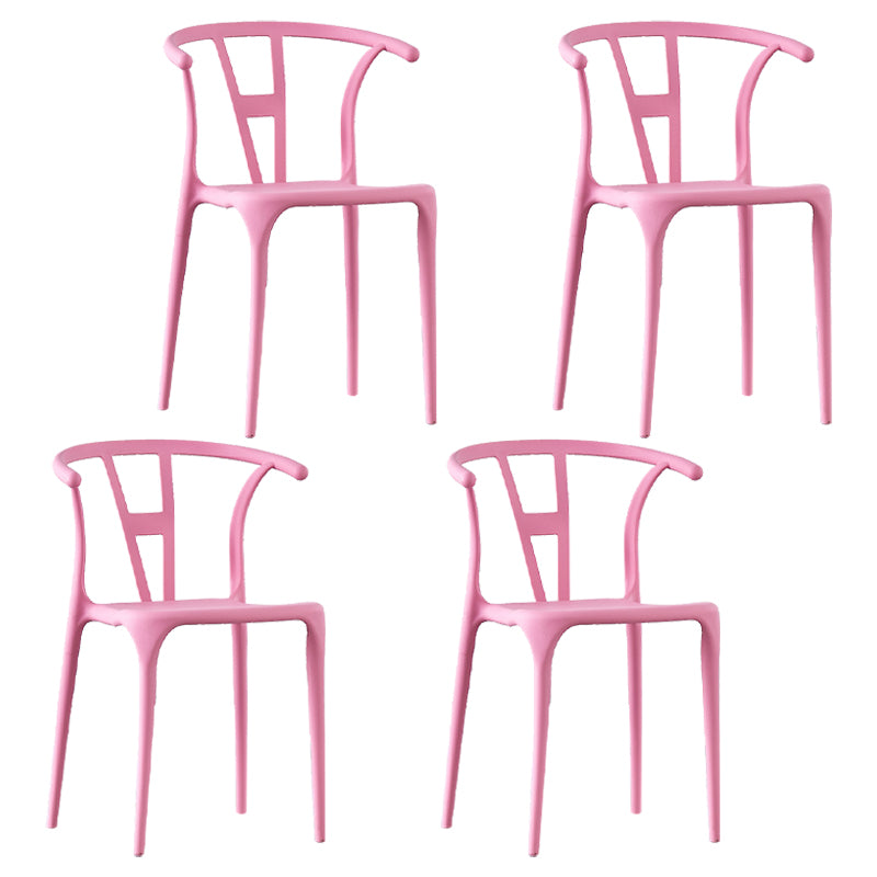 Sillas de comedor escandinavas de plástico sin brazos, silla auxiliar de comedor apilable (juego de 4)