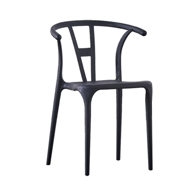 Sillas de comedor escandinavas de plástico sin brazos, silla auxiliar de comedor apilable (juego de 4)
