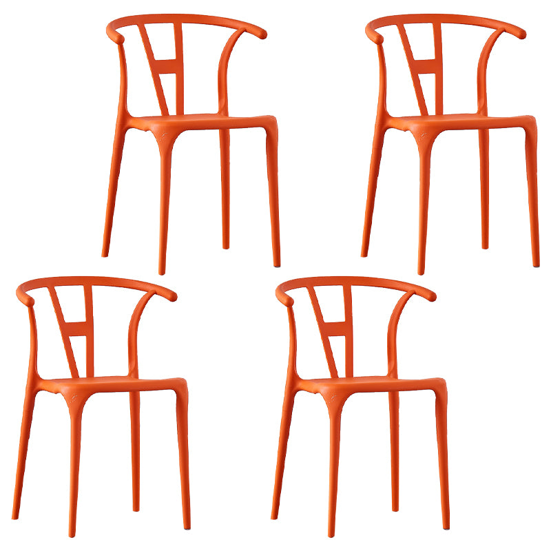 Sillas de comedor escandinavas de plástico sin brazos, silla auxiliar de comedor apilable (juego de 4)