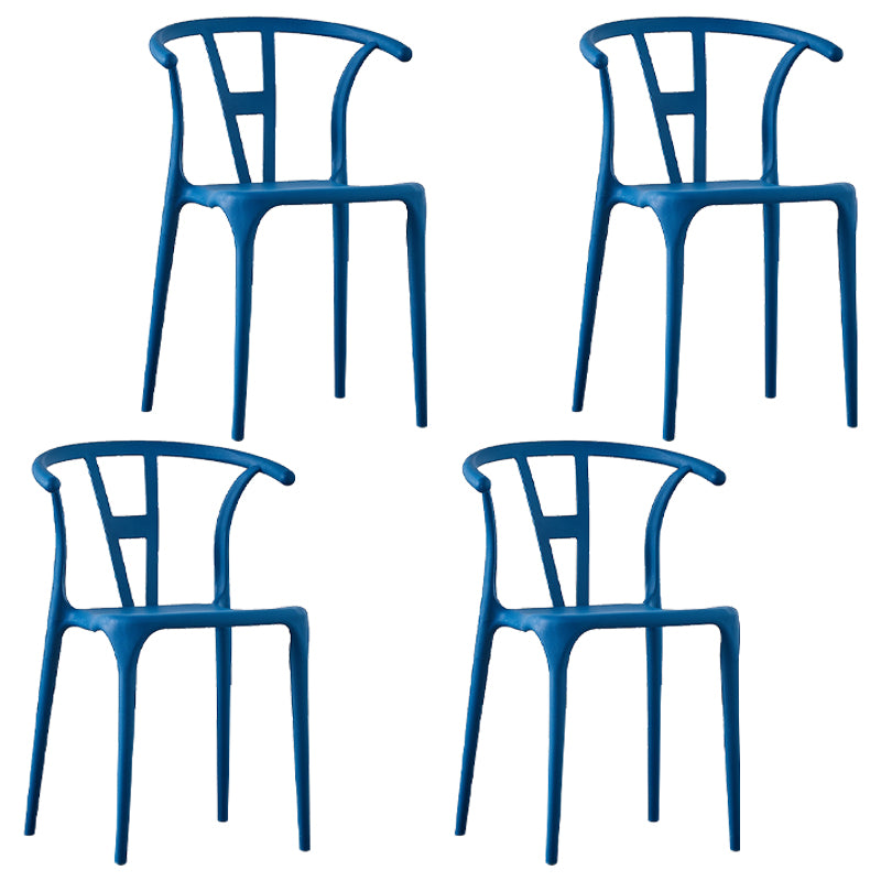 Sillas de comedor escandinavas de plástico sin brazos, silla auxiliar de comedor apilable (juego de 4)