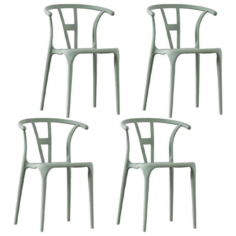 Sillas de comedor escandinavas de plástico sin brazos, silla auxiliar de comedor apilable (juego de 4)