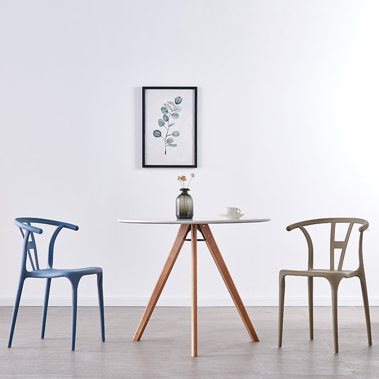Sillas de comedor escandinavas de plástico sin brazos, silla auxiliar de comedor apilable (juego de 4)