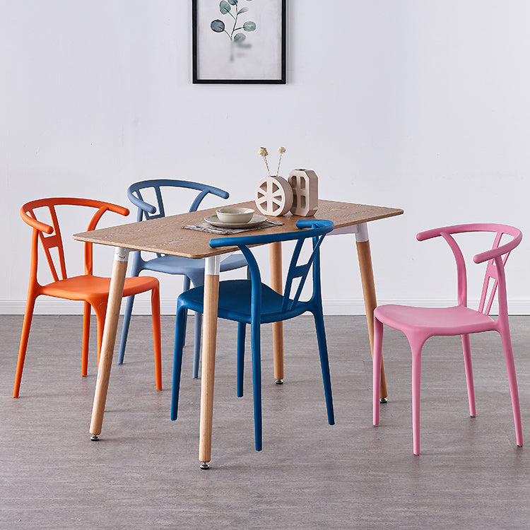 Sillas de comedor escandinavas de plástico sin brazos, silla auxiliar de comedor apilable (juego de 4)