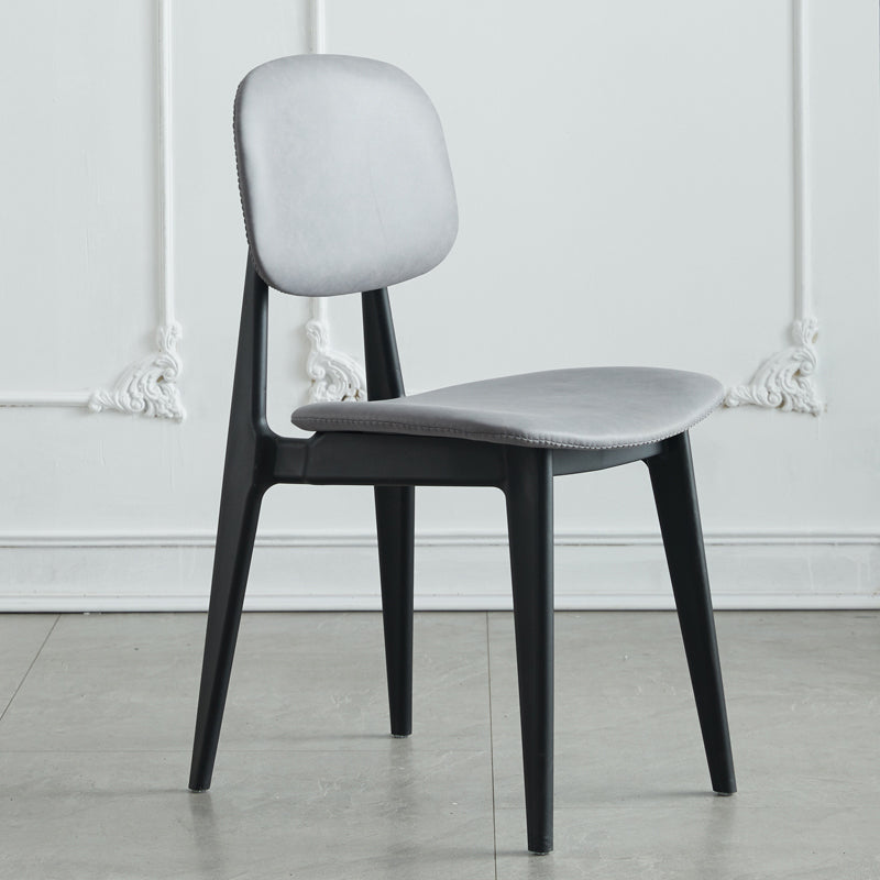 Chaises de salle à manger sans bras en cuir PU, chaise latérale à dossier ouvert avec pieds en plastique